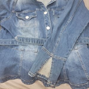 Eloquii Peplum Denim Belted Jacket